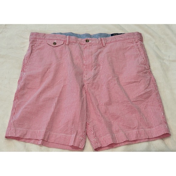 Polo Ralph Lauren 9" Seersucker Shorts Mens 38‎ Classic Fit Stretch Chino Pink - Picture 1 of 6